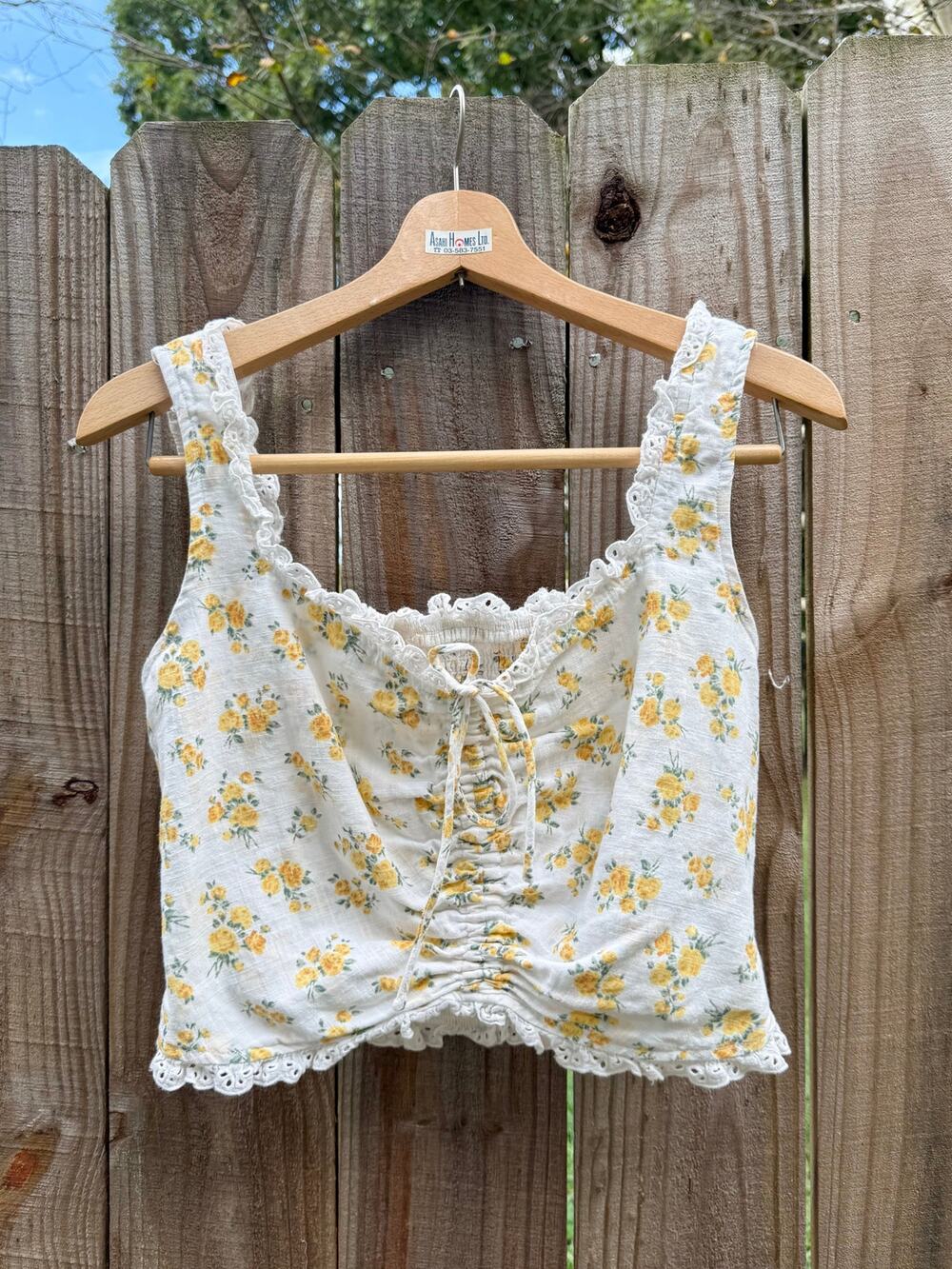Reworked ASTR Linen Corset Tank – Yellow Floral - Cottagecore